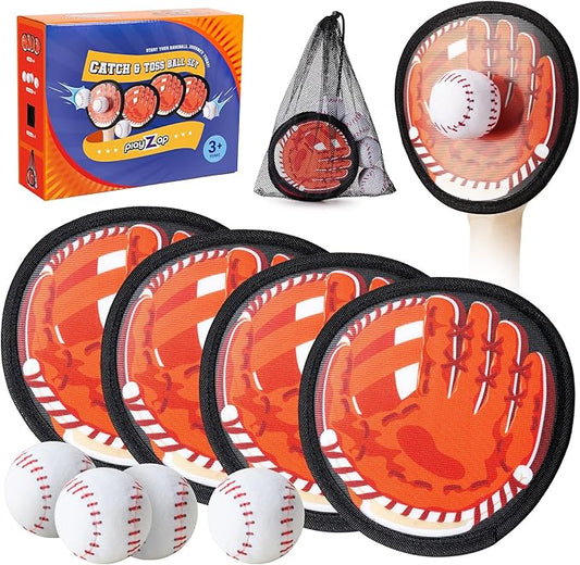 Toss and Catch Ball Set - Ultra Soft & Safe Toddler Baseball Gloves Designed for Pain-Free - Kids Games Toys Indoor Outdoor - Great for Yard Beach Pool - Gift for Boys Girls 2-4 5-7 8-10 Years